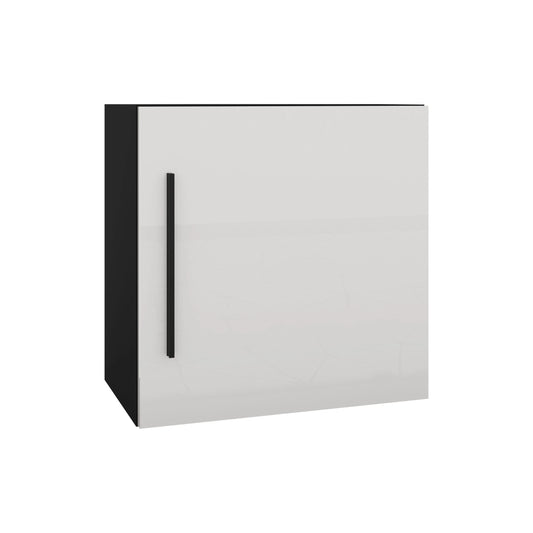Cub haaus Kos, O Usa, Negru/Alb Lucios, MDF, 50 x 30 x 50 cm