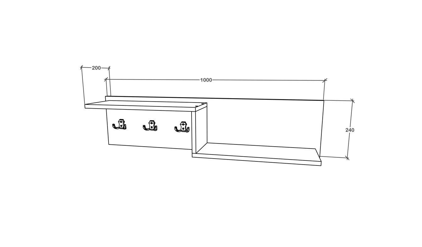 Cuieras haaus Grid, Antracit/Alb, 100 x 20 x 24 cm