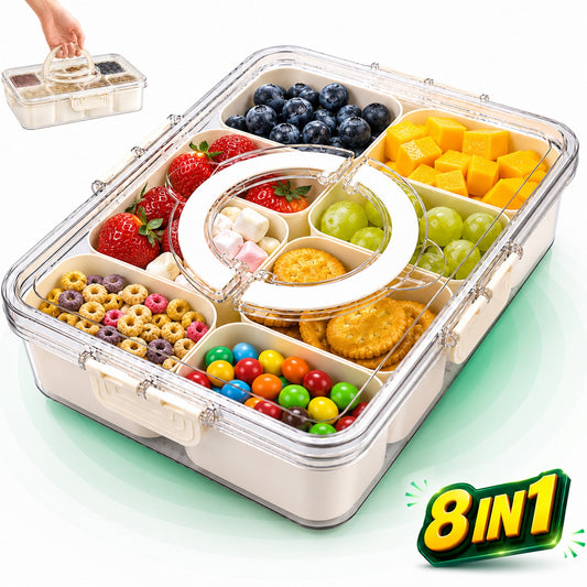 Cutie Pranz Alimentara 8 Compartimente Timebox, Etansa 800-1000Ml, Capac Sigur, Bej