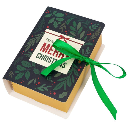 Cutii Crăciun tip carte cu mesaj și fundă (set 25 buc)