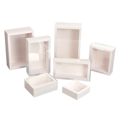 Cutie din hârtie cu fereastră transparentă - alb (set 50 buc)