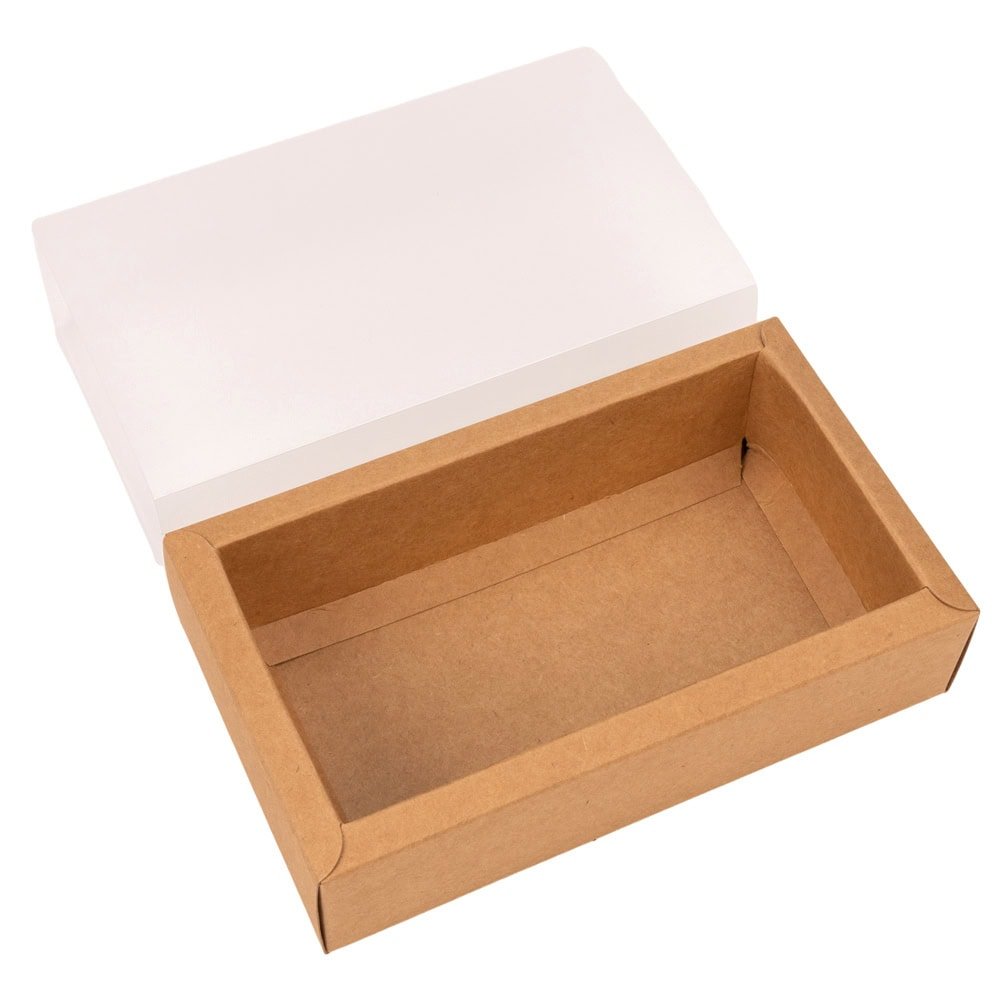 Cutie din hârtie cu fereastră mată - kraft (set 50 buc)
