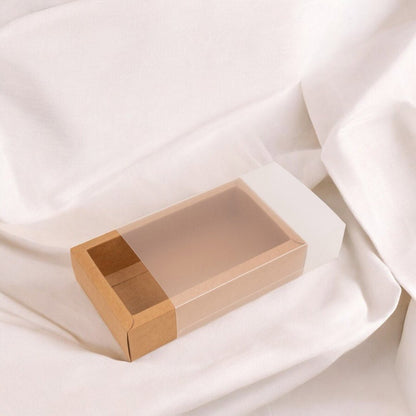 Cutie din hârtie cu fereastră mată - kraft (set 50 buc)
