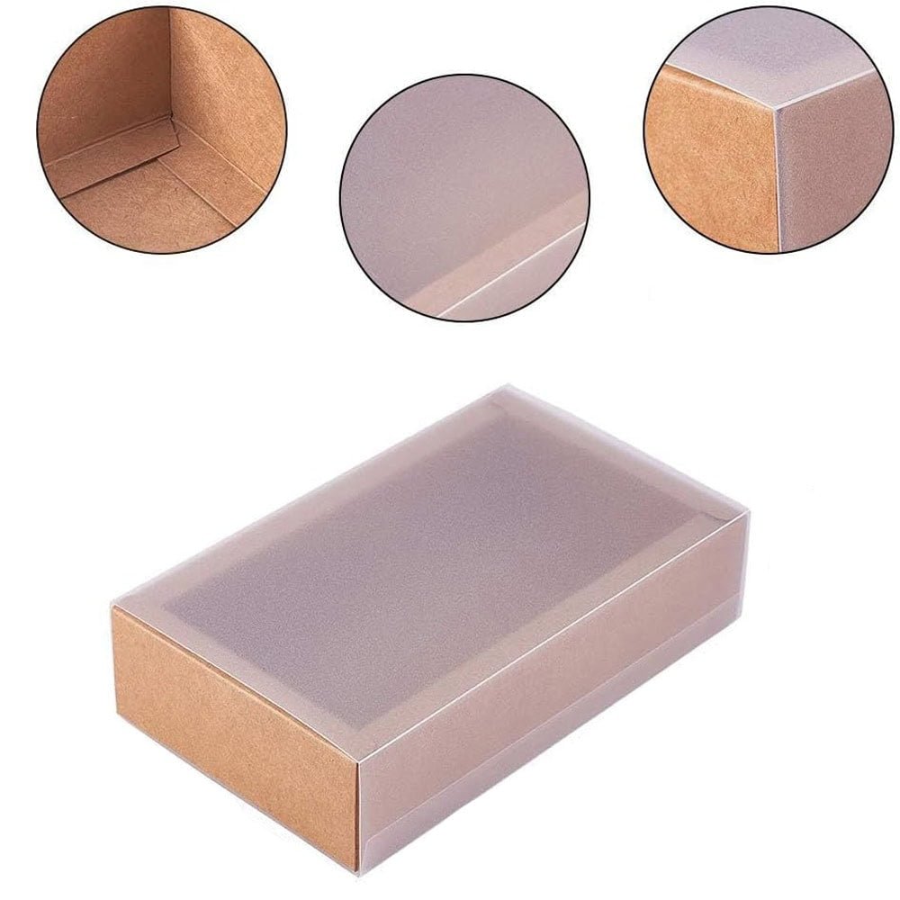 Cutie din hârtie cu fereastră mată - kraft (set 50 buc)