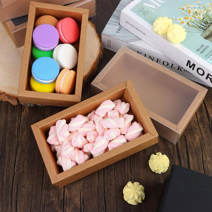 Cutie din hârtie cu fereastră mată - kraft (set 50 buc)
