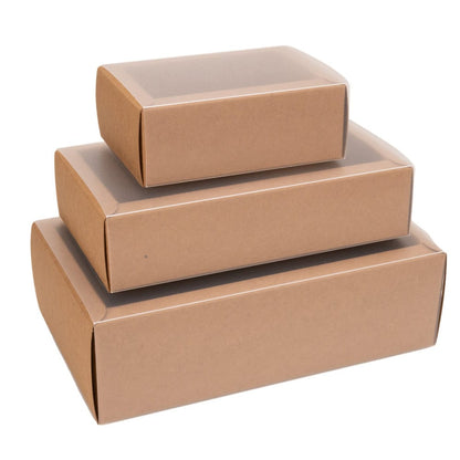 Cutie din hârtie cu fereastră mată - kraft (set 50 buc)