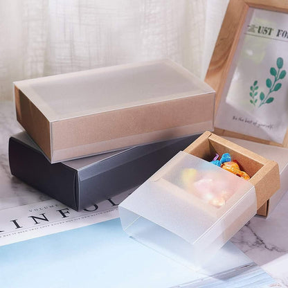 Cutie din hârtie cu fereastră mată - kraft (set 50 buc)