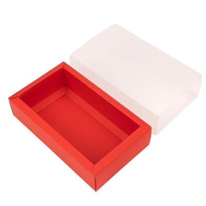 Cutie din hârtie cu fereastră mată - roșu (set 50 buc)