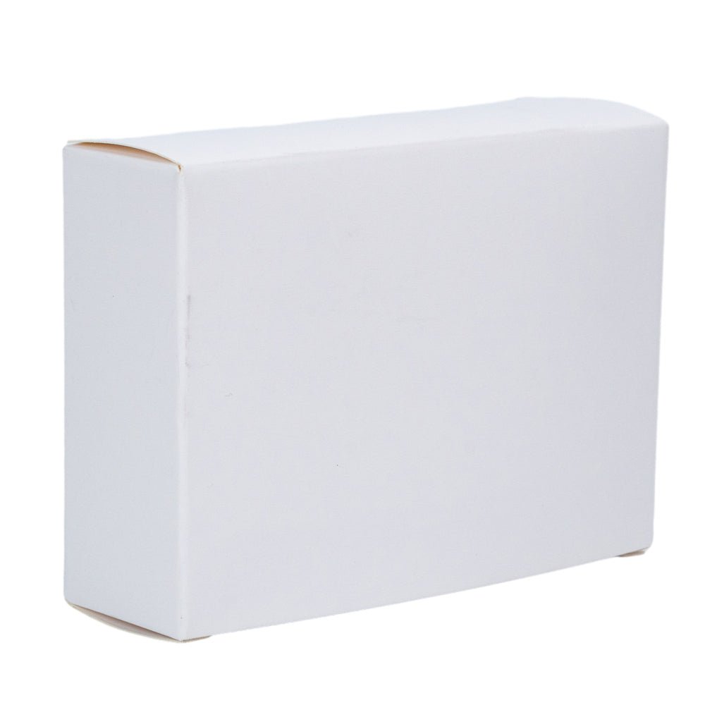 Cutie dreptunghiulară din hârtie cu fereastră ovală - alb (set 50 buc) 9.6x3x7cm