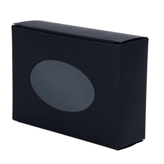 Cutie dreptunghiulară din hârtie cu fereastră ovală - negru (set 50 buc) 9.6x3x7cm