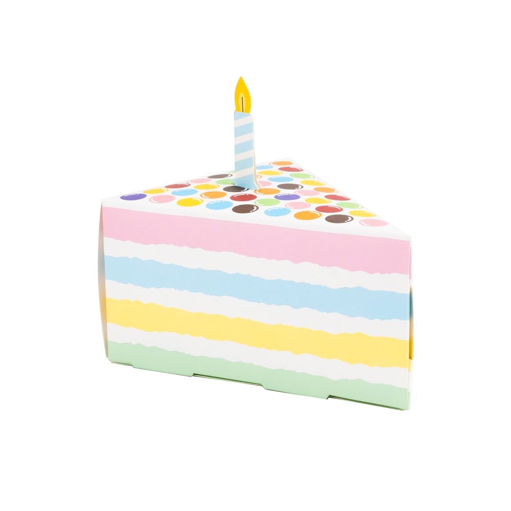 Cutie felie tort cu lumânare - multicolor (set 50 buc)