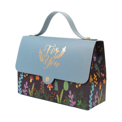 Cutie gentuță model floral cu mâner și mesaj Love You - bleu (set 50 buc)