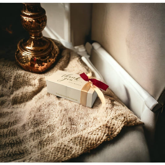 Cutie hârtie cu fundă Thank you 14x7x4.5cm - bej (set 50 buc)