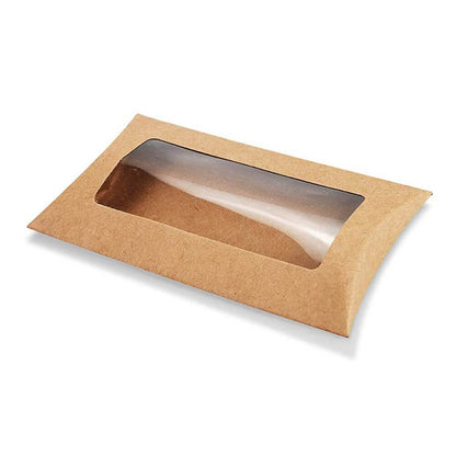 Cutii hârtie în formă de pernă cu fereastră - kraft (set 50 buc)