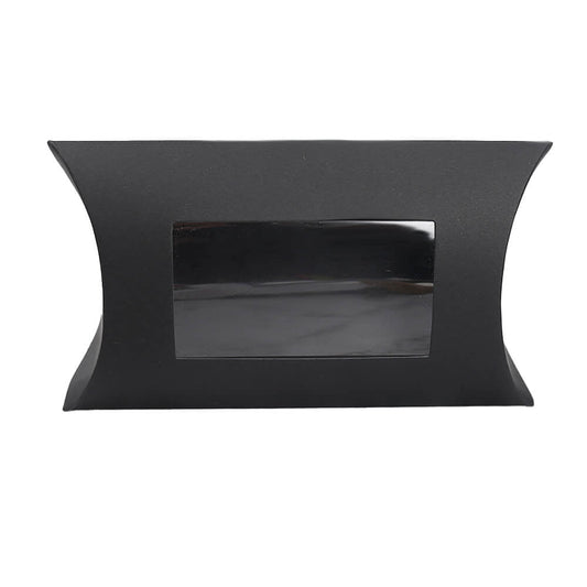 Cutii hârtie în formă de pernă cu fereastră - negru (set 50 buc)