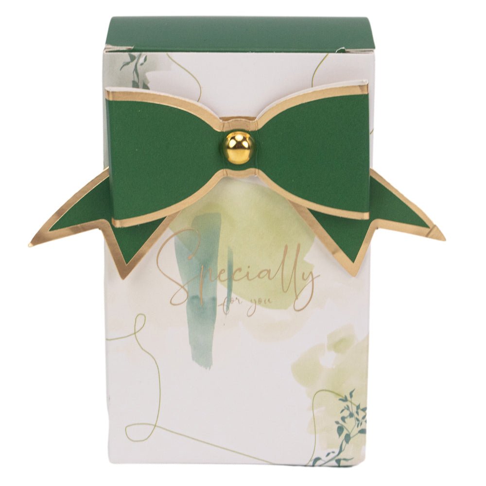 Cutie mică dreptunghiulară Specially for you cu fundă - verde (set 50 buc) - 6.5x4.5x10.5cm