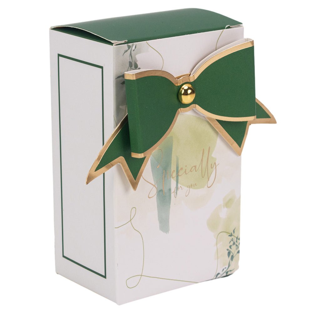 Cutie mică dreptunghiulară Specially for you cu fundă - verde (set 50 buc) - 6.5x4.5x10.5cm