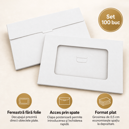 Cutii mici cu fereastră decupată - alb (set 100 buc)