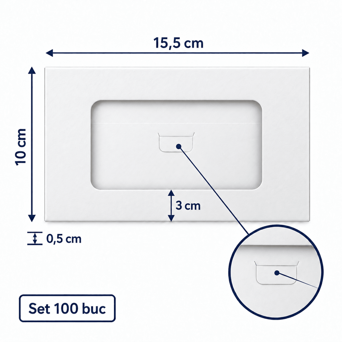 Cutii mici cu fereastră decupată - alb (set 100 buc)