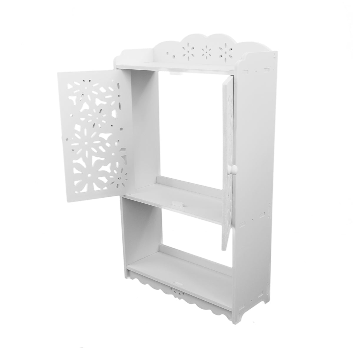 Dulap pentru baie cu 2 usi si 3 rafturi, Naimeed D36, culoare Alb, 59,5 x 34,6 x 13,5 cm