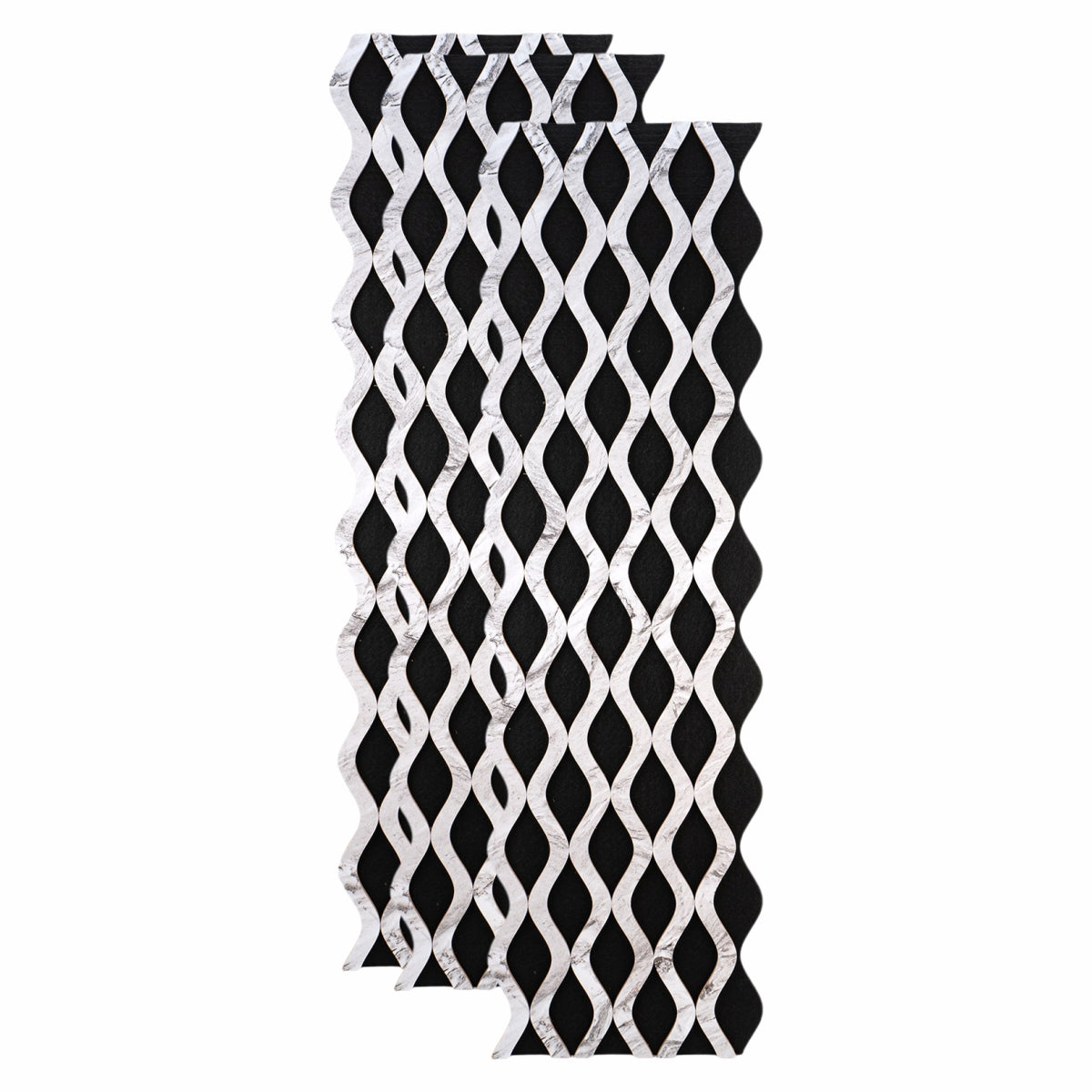 Set 3 Panouri riflaj acustic decorativ, MDF si pasla, Naimeed D6238, 240x30x1.8cm, Alb