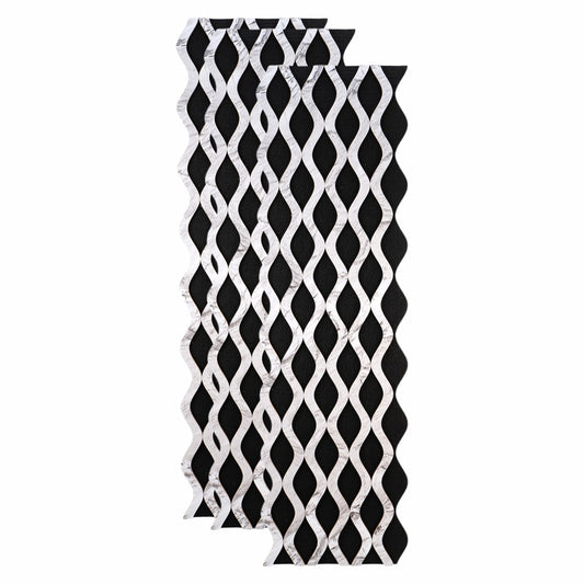 Set 3 Panouri riflaj acustic decorativ, MDF si pasla, Naimeed D6238, 240x30x1.8cm, Alb