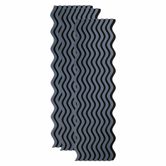 Set 3 Panouri riflaj acustic decorativ, MDF si pasla, Naimeed D6246, 240x30x1.8cm, Gri Inchis