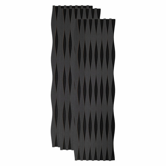 Set 3 Panouri riflaj acustic decorativ, MDF si pasla, Naimeed D6251, 240x30x1.8cm, Stejar Negru
