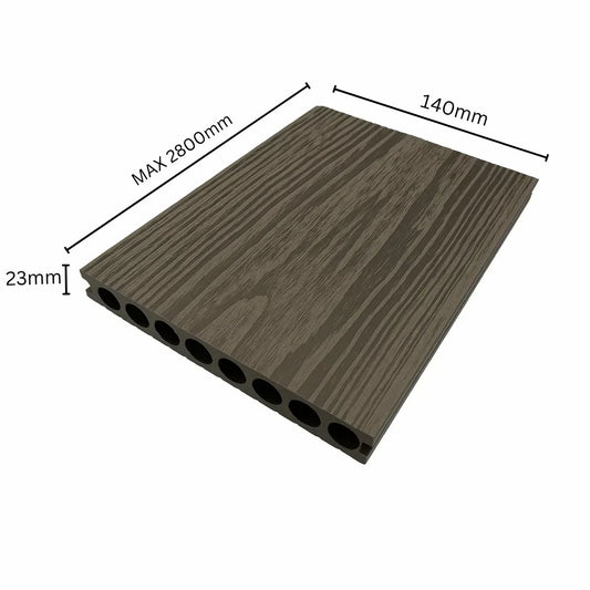 Pardoseala decking terasa din compozit WPC, Naimeed D7489, rezistenta sporita, 280x14x2.3cm, Cenusiu - 221.ro