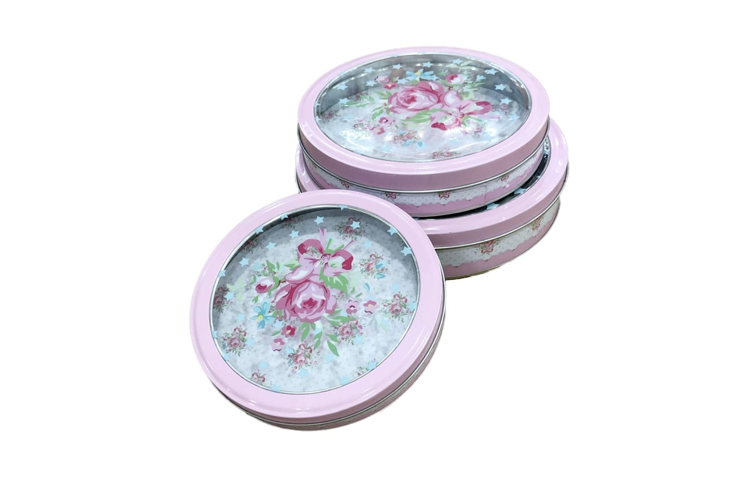Set 3 piese, cutie depozitare din metal D2627, 22x22x5 cm