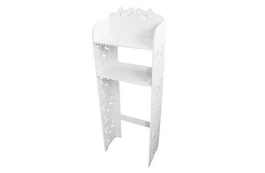 Raft cu doua etajere, pentru baie, pozitionare deasupra vasului de toaleta, Naimeed D44, culoare Alb, 45 x 25 x 128 cm