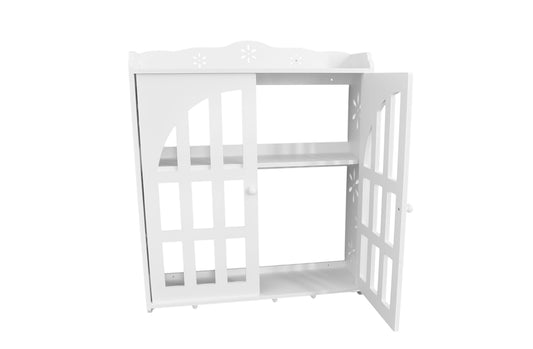 Dulap pentru baie cu agatatori si 2 nivele, D16, culoare Alb, 60 x 15 x 50 cm