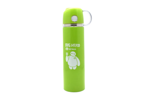 Termos vacuum cu canita pentru copii, bauturi reci sau calde, Angel baby, 350ml, verde