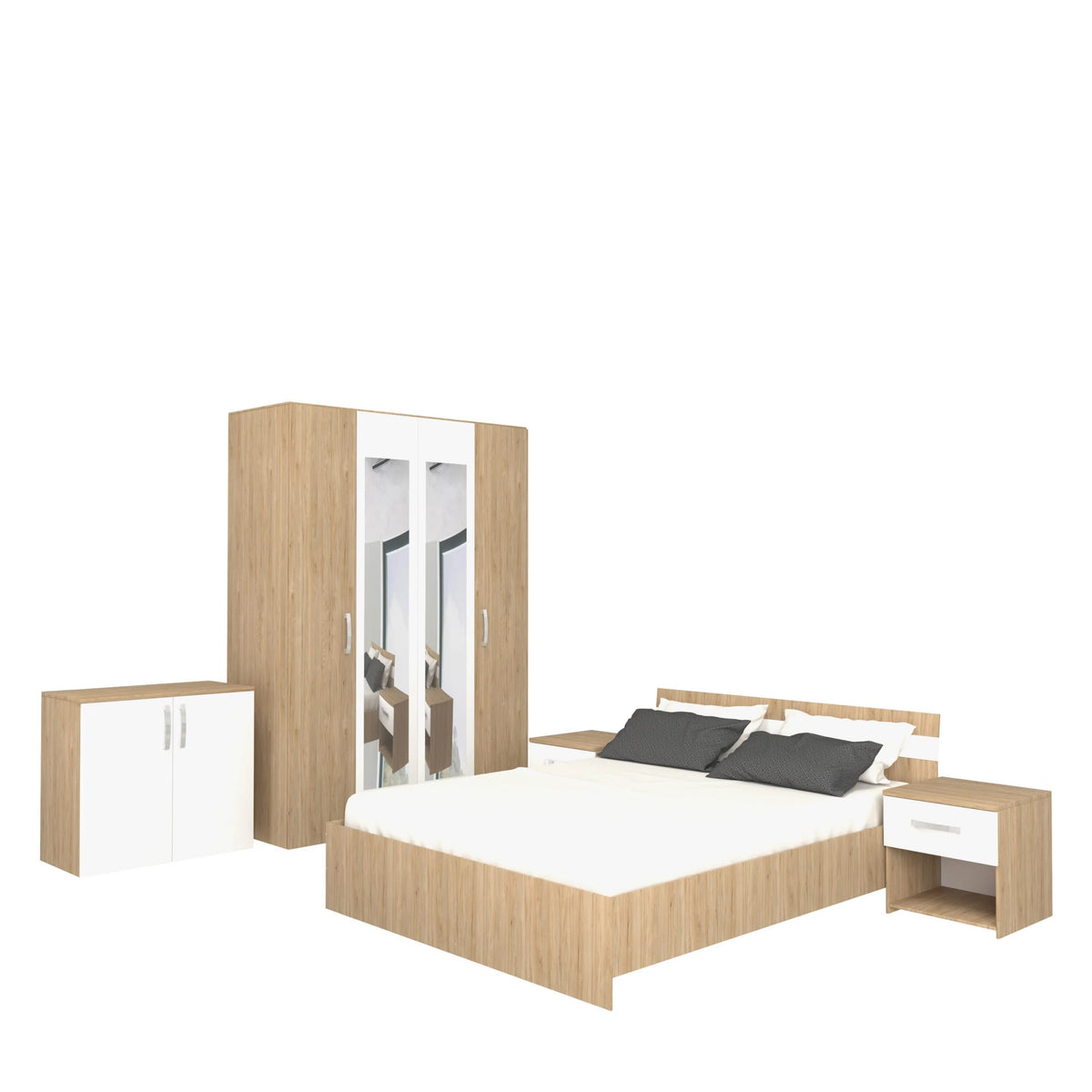 Set Dormitor haaus Paris, Lemn Natural/Alb
