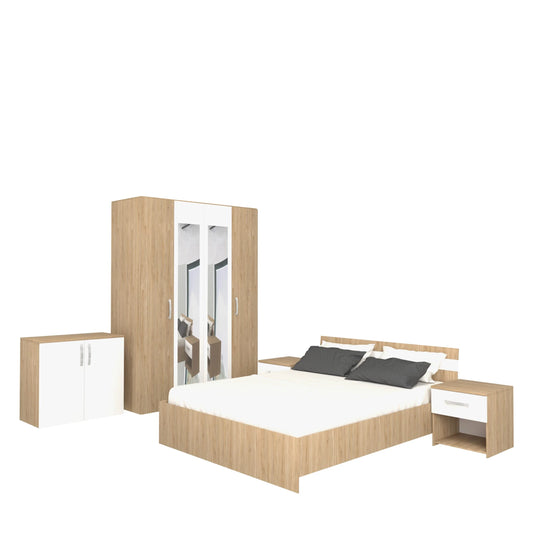 Set Dormitor haaus Paris, Lemn Natural/Alb