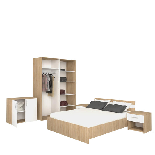 Set Dormitor haaus Paris, Lemn Natural/Alb