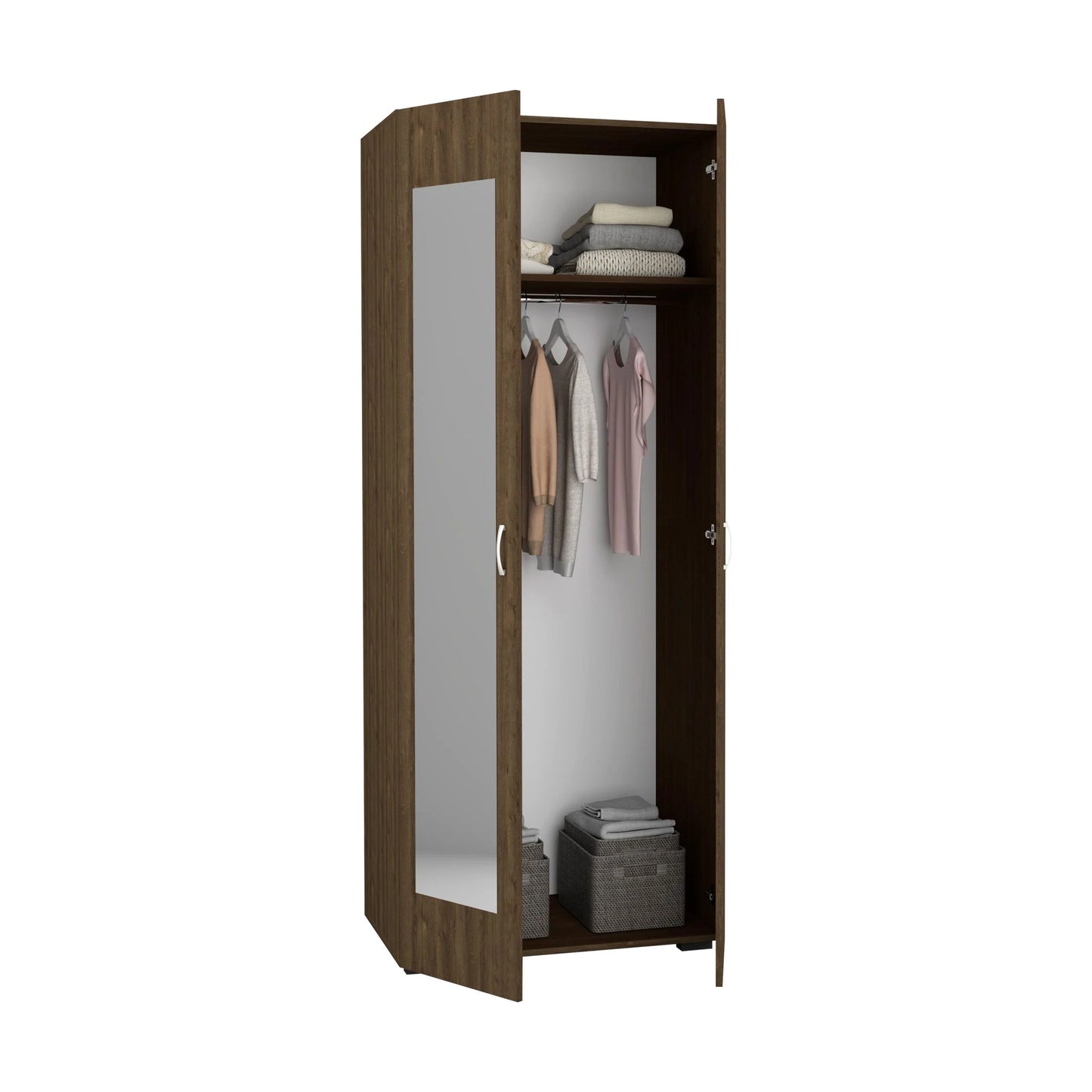 Dulap haaus Nero, 2 Usi, oglinda, Stejar Bronz, 80 x 52 x 200 cm