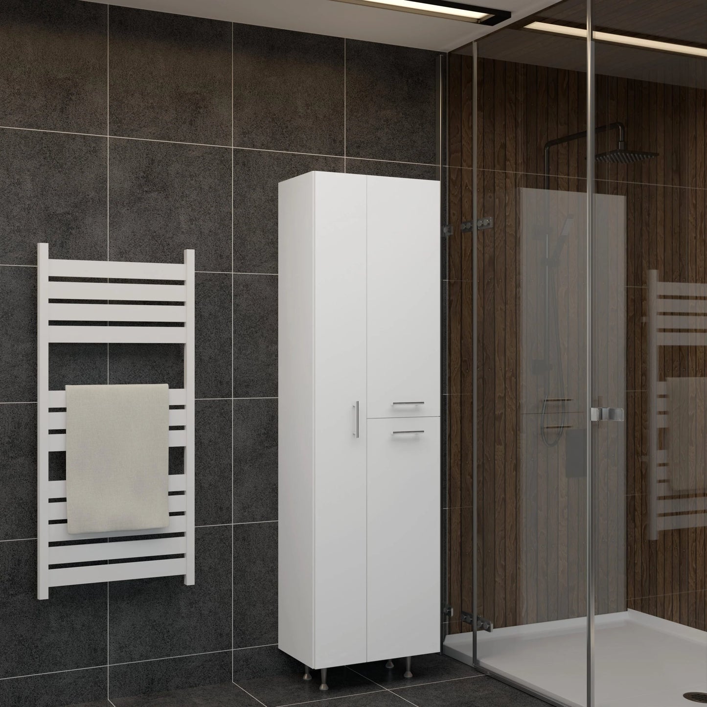 Dulap Baie haaus Dax, 3 Usi, Alb, 50 x 32 x 180 cm