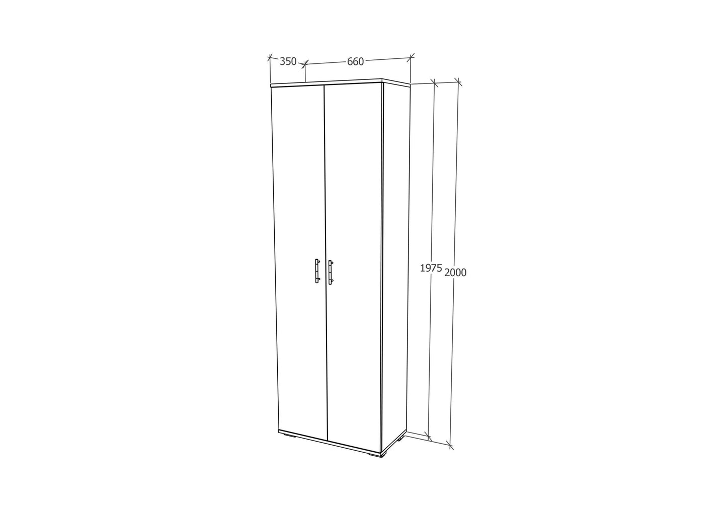 Dulap haaus Como, 2 Usi, Antracit/Alb, L 66 x l 35 x H 200 cm