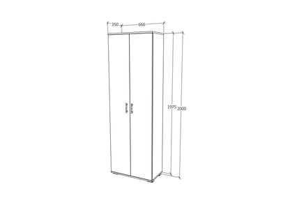 Dulap haaus Como, 2 Usi, Antracit/Alb, L 66 x l 35 x H 200 cm