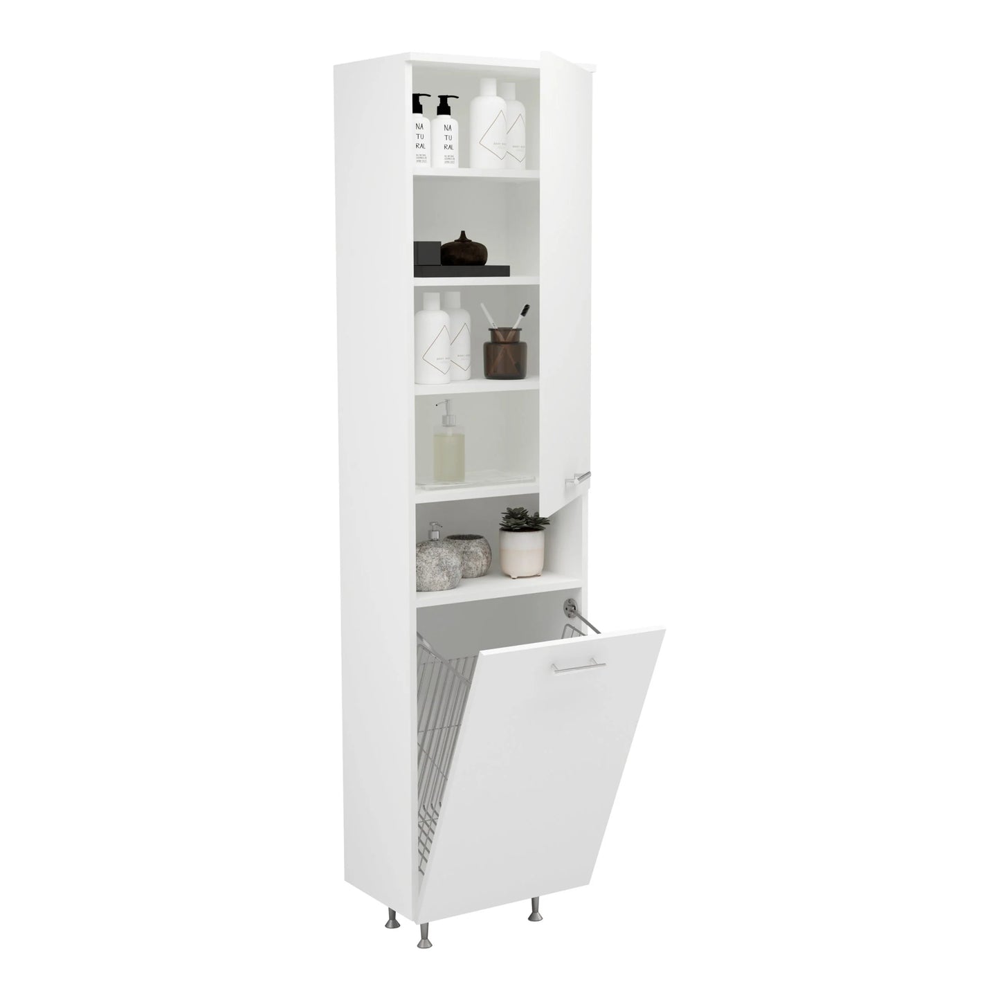 Dulap Baie haaus Dax, cos rufe, Alb, 45 x 32 x 188 cm