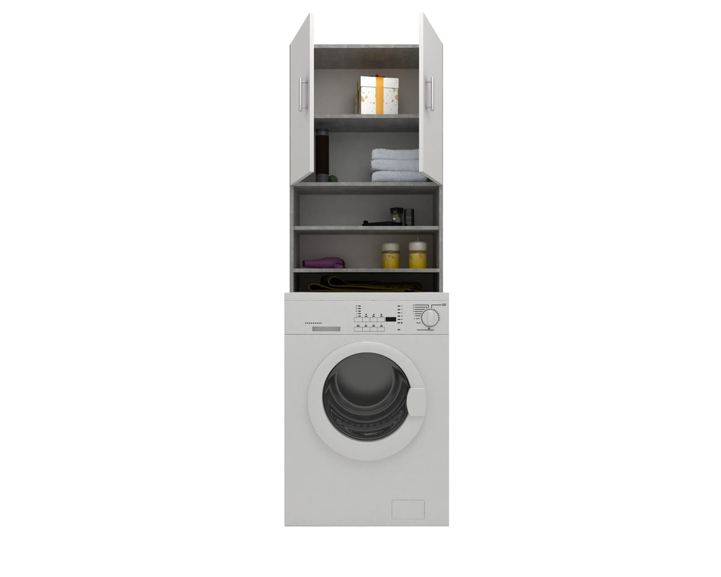 Dulap Masina de Spalat haaus Fyn, Beton/Alb, 65 x 27 x 190 cm