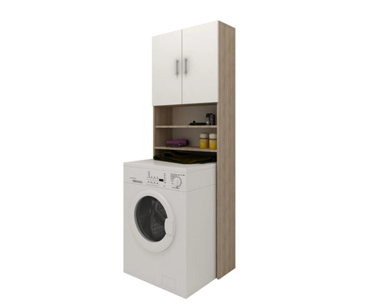 Dulap Masina de Spalat haaus Fyn, Stejar Sonoma/Alb, 65 x 27 x 190 cm