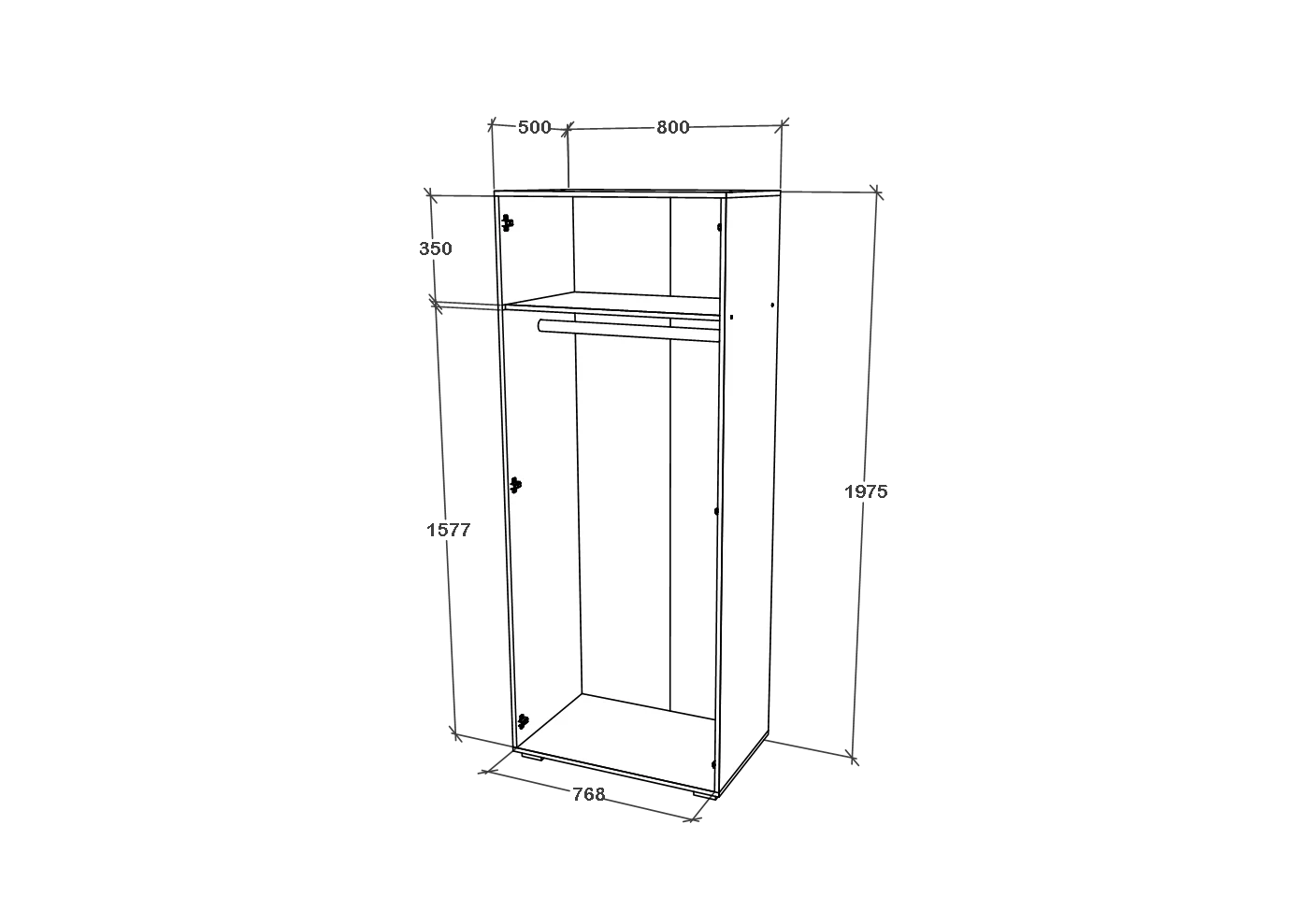 Dulap haaus Nero, 2 Usi, oglinda, Stejar Bronz, 80 x 52 x 200 cm