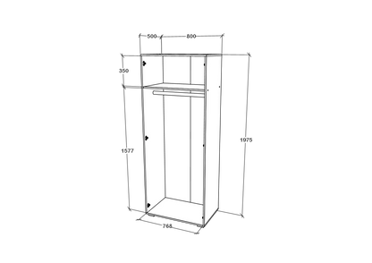 Dulap haaus Nero, 2 Usi, oglinda, Stejar Bronz, 80 x 52 x 200 cm