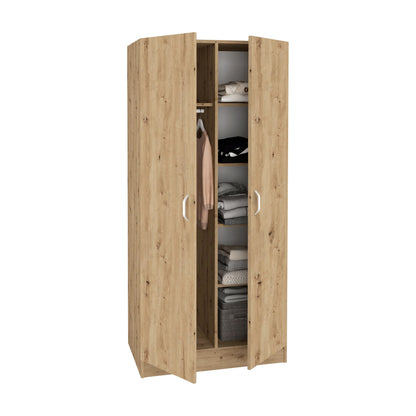 Dulap haaus Remi, 2 Usi, cu polite, Stejar Artisan, 80 x 51 x 170 cm