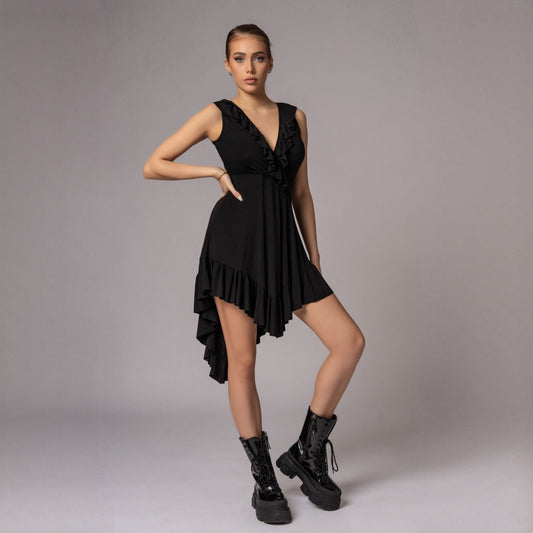 Rochie neagra scurta asimetrica Love Potion