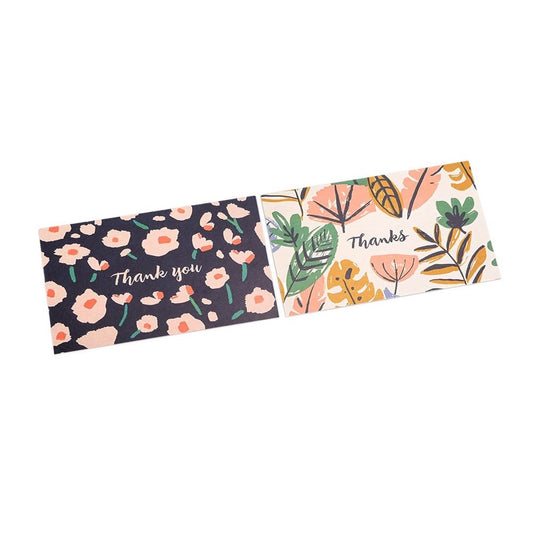 Felicitări hârtie cu design floral și text Thanks - model 1 (set 50 buc)