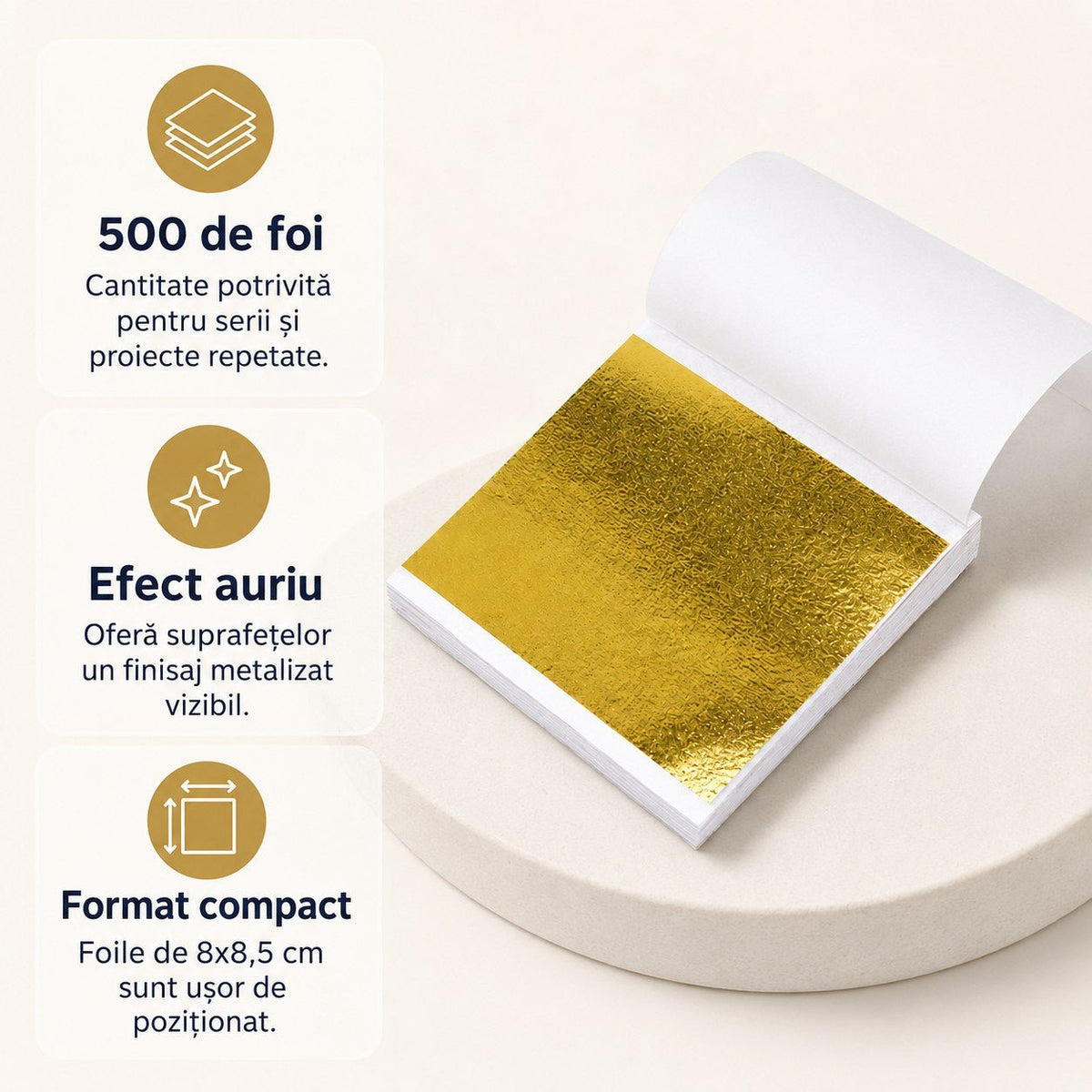 Foi imitație aur pentru proiect DIY (500 foi)