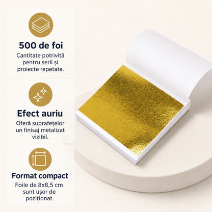 Foi imitație aur pentru proiect DIY (500 foi)